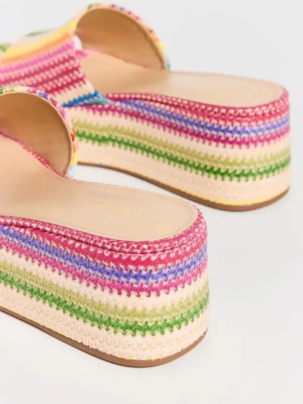 LARROUDE Alex RAINBOW Platform Sandals $315 Multicolor Platform Slide Striped 6
